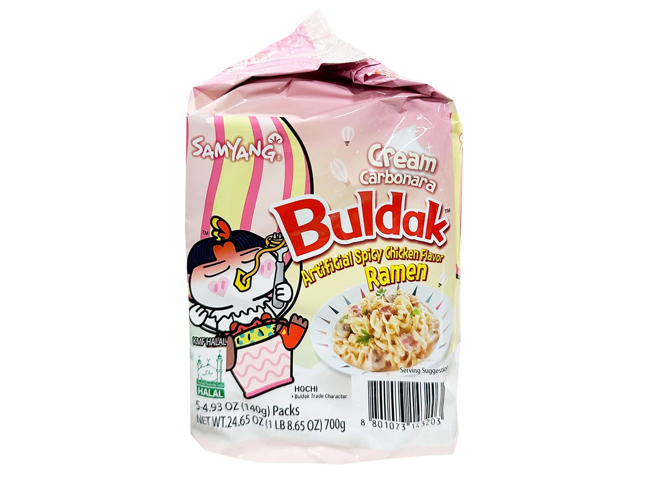 Samyang Buldak Hot Spicy Chicken Flavor Ramen,Korean Stir-Fried Instant Package Noodle Cream Carbonara,1 Bag with 5 Pack,4.93 OZ - Image 3