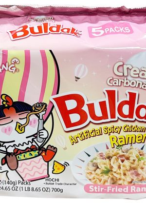 Samyang Buldak Hot Spicy Chicken Flavor Ramen,Korean Stir-Fried Instant Package Noodle Cream Carbonara,1 Bag with 5 Pack,4.93 OZ