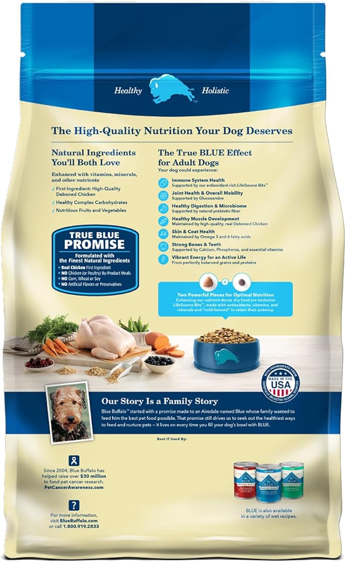 Blue Buffalo Life Protection Formula Adult Dry Dog Food, Helps Build and Maintain Strong Muscles, Made with Natural Ingredients, Chicken & Brown Rice Recipe, 5-lb. Bag - Image 2