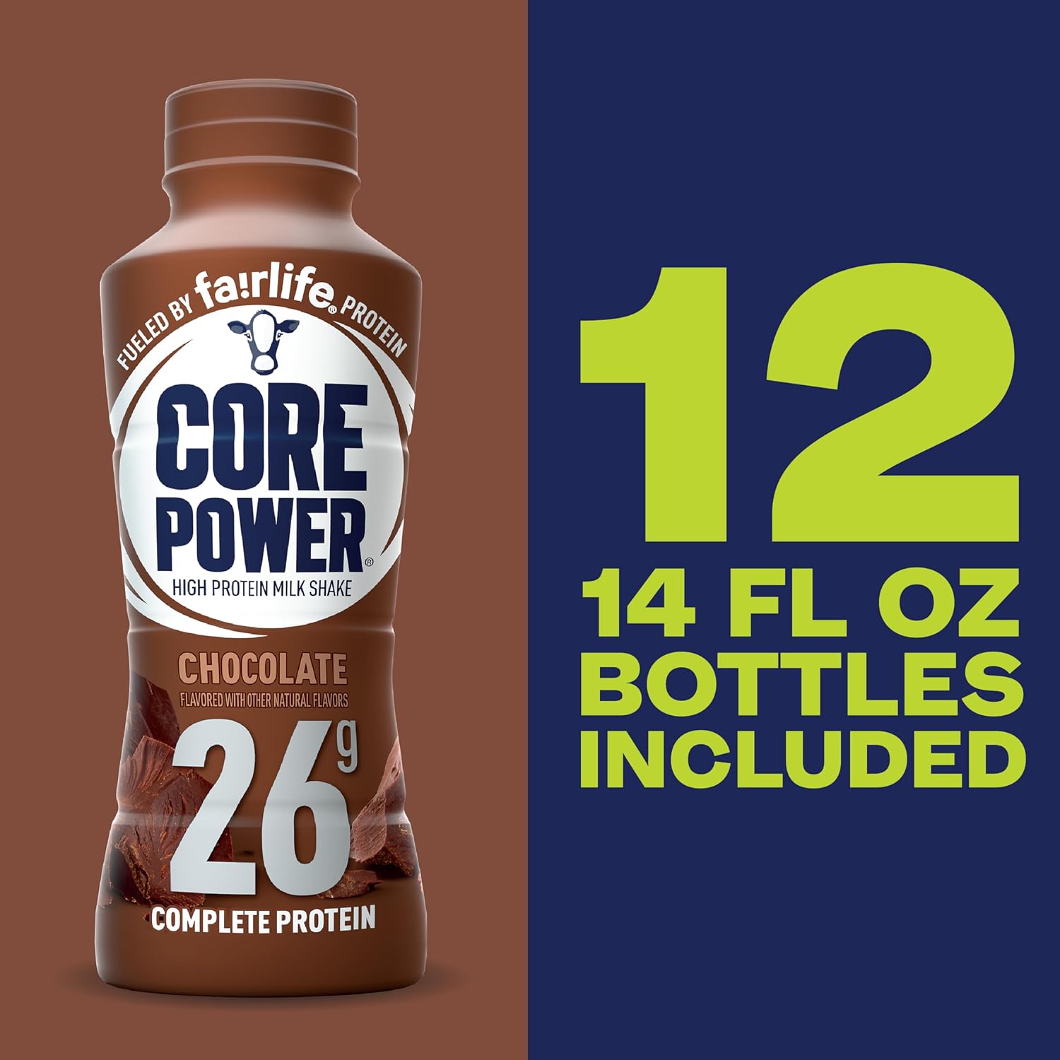 Core Power Protein Shake, Chocolate, 26g Bottle, 14oz, 12 Pack - Image 4