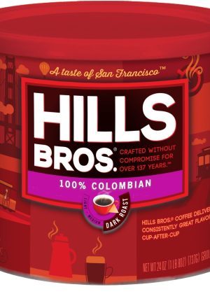 Hills Bros Donut Shop Ground Coffee, Dark Roast, 24 Oz. Can - Slightly Sweet, Smooth Coffee Taste