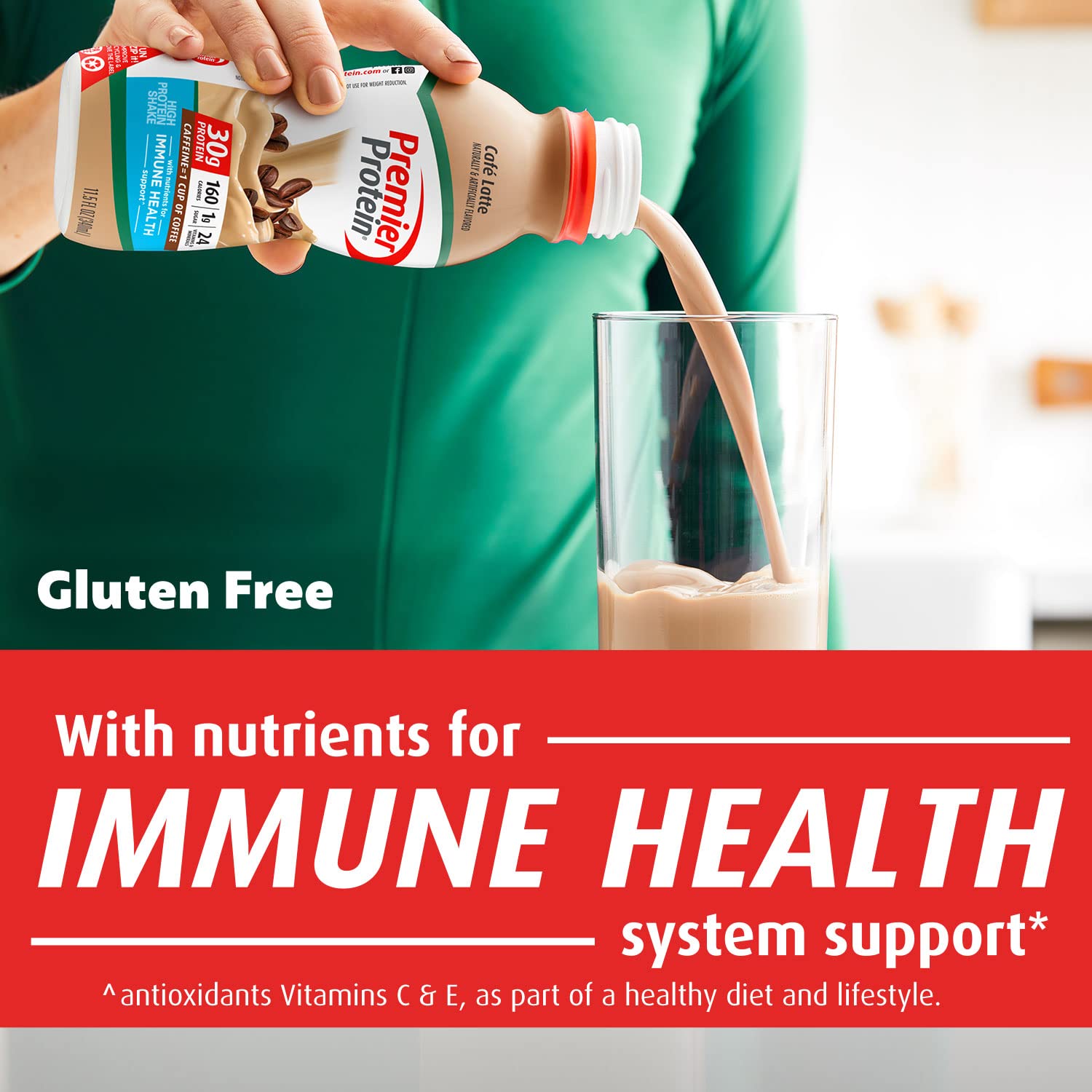 Premier Protein Shake, Café Latte, 30g Protein, 1g Sugar, 24 Vitamins & Minerals, Nutrients to Support Immune Health 11.5 fl oz, 12 Pack - Image 3