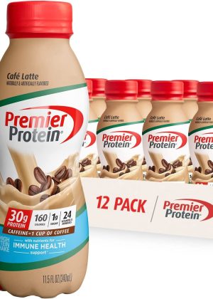Premier Protein Shake, Café Latte, 30g Protein, 1g Sugar, 24 Vitamins & Minerals, Nutrients to Support Immune Health 11.5 fl oz, 12 Pack
