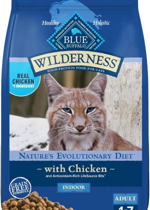 Blue Buffalo Wilderness Natural Adult Dry Cat Food Indoor Cats, High-Protein & Grain-Free, Chicken, 5-lb. Bag