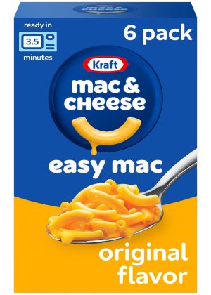 Kraft Easy Mac Original Mac & Cheese Macaroni and Cheese Dinner, 6 ct Packet