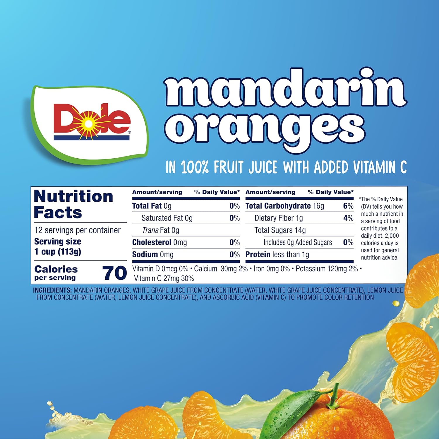 Dole Fruit Bowls Mandarin Oranges in 100% Juice Snacks, 4oz 12 Total Cups, Gluten & Dairy Free, Bulk Lunch Snacks for Kids & Adults - Image 3