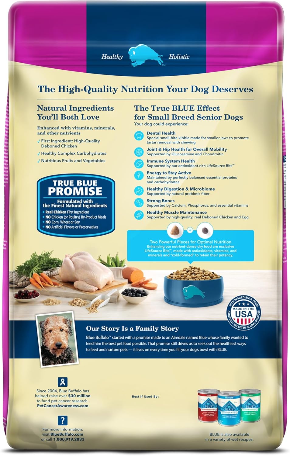 Blue Buffalo Life Protection Formula Small Breed Senior Dry Dog Food, Supports Joint Health and Immunity, Made with Natural Ingredients, Chicken & Brown Rice Recipe, 5-lb Bag - Image 2