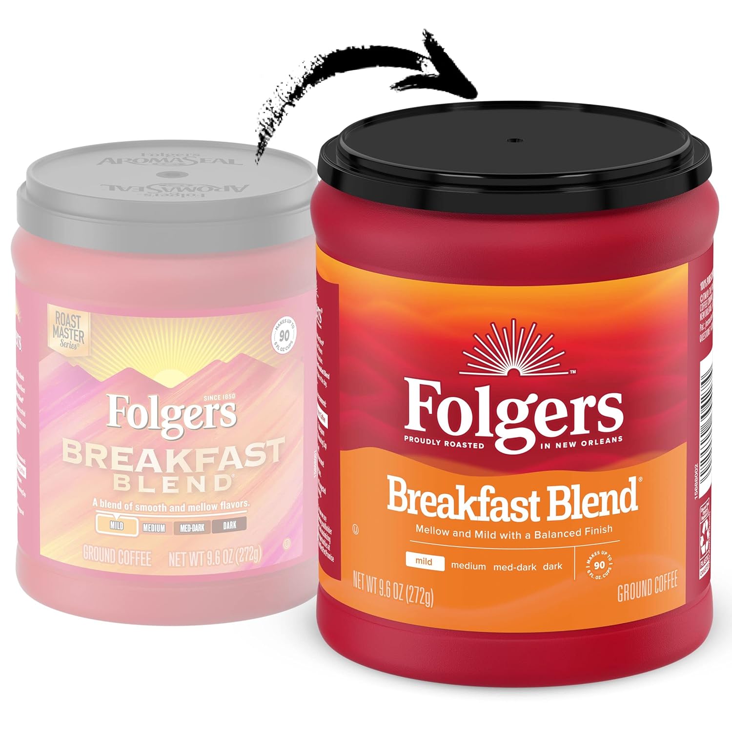 Folgers Breakfast Blend medium_roast Ground Coffee, Smooth & Mild Coffee, 9.6 Ounce Canister - Image 2