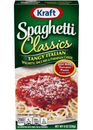 Kraft Spaghetti Classics Tangy Italian Spaghetti, Spices, & Parmesean Cheese Meal Mix, 8 oz Box