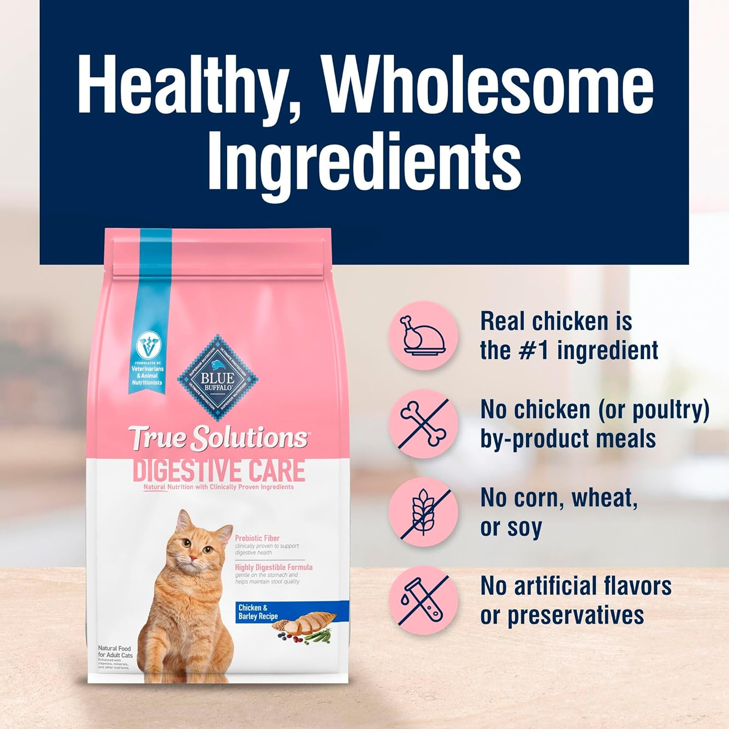 Blue Buffalo True Solutions Digestive Care Natural Dry Cat Food for Adult Cats, Chicken, 11-lb. Bag - Image 5