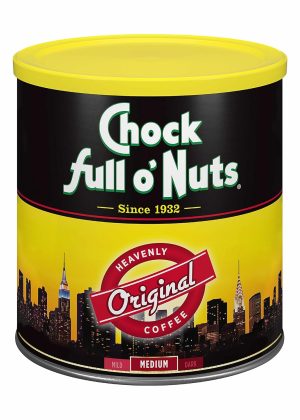 Chock Full o’Nuts Original Roast, Medium Roast Ground Coffee – Gourmet Coffee Beans – Smooth, Full-Bodied and Rich Coffee (30.5 Oz. Can)