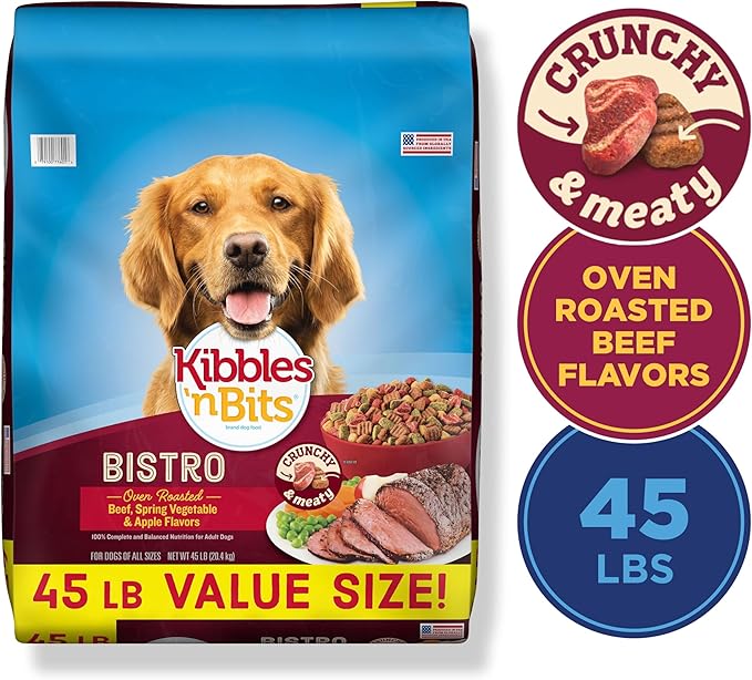 Kibbles 'n Bits Bistro Oven Roasted Beef, Spring Vegetable & Apple Flavors Dry Dog Food, 45 lb. Bag - Image 2