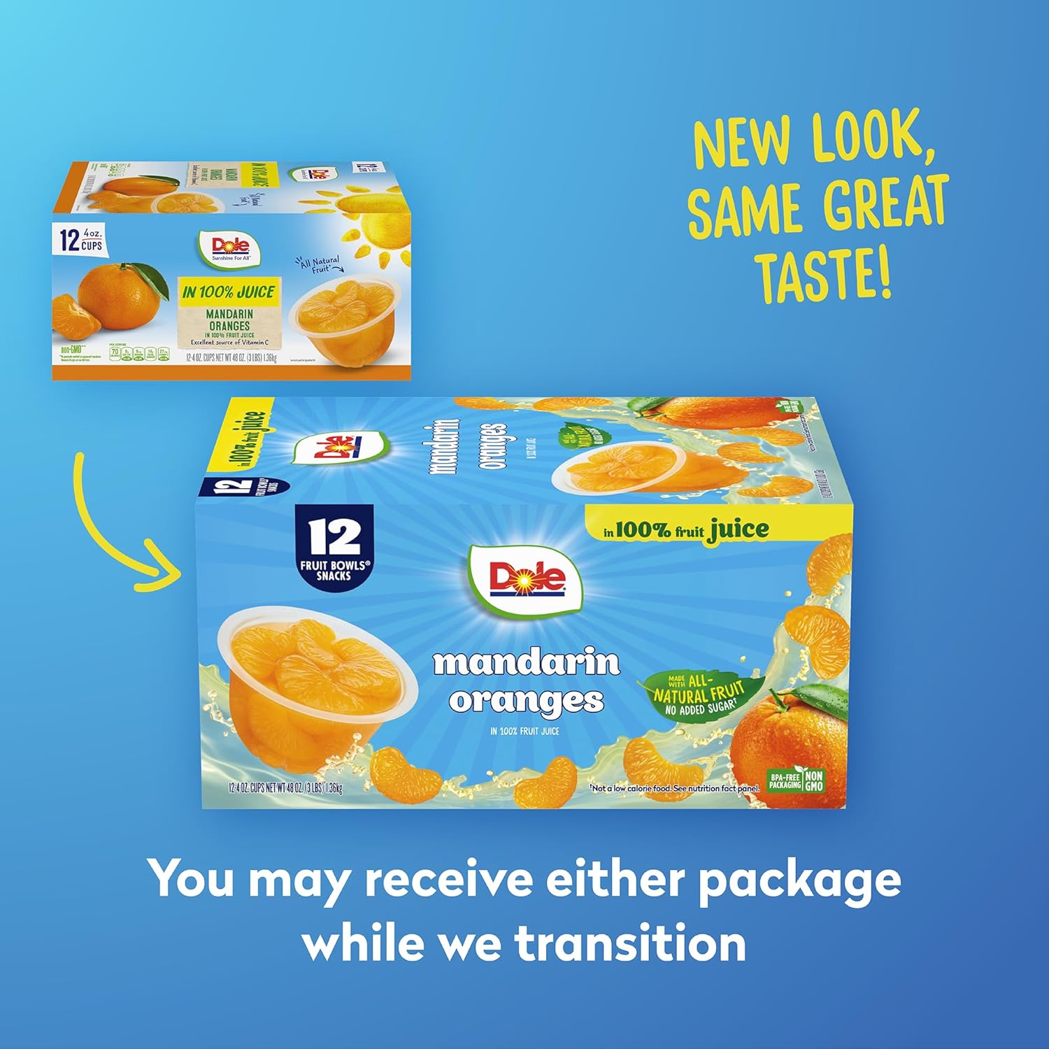 Dole Fruit Bowls Mandarin Oranges in 100% Juice Snacks, 4oz 12 Total Cups, Gluten & Dairy Free, Bulk Lunch Snacks for Kids & Adults - Image 4