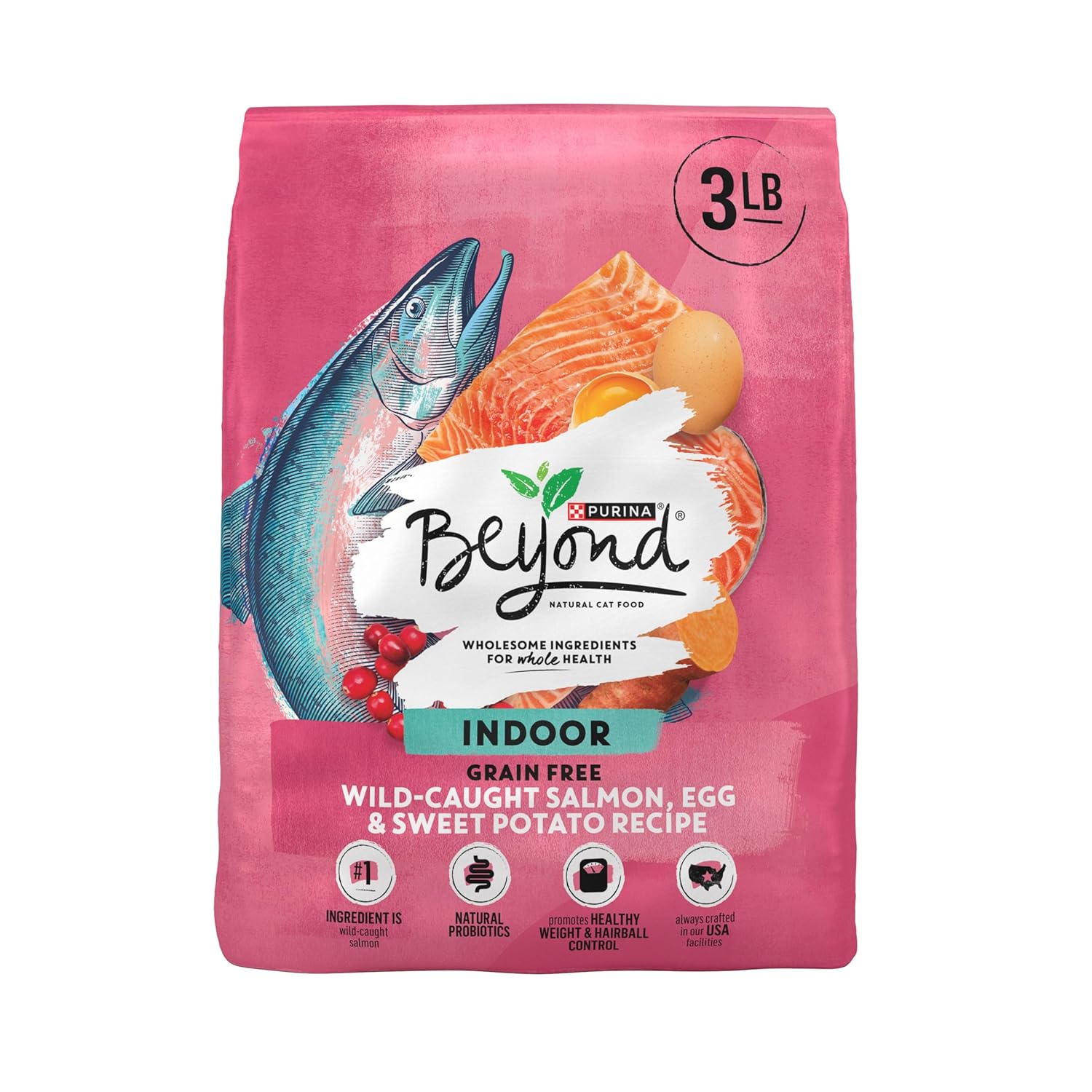 Purina Beyond Natural Grain Free Dry Cat Food Simply Indoor Salmon, Egg and Sweet Potato Recipe - 3 lb. Bag