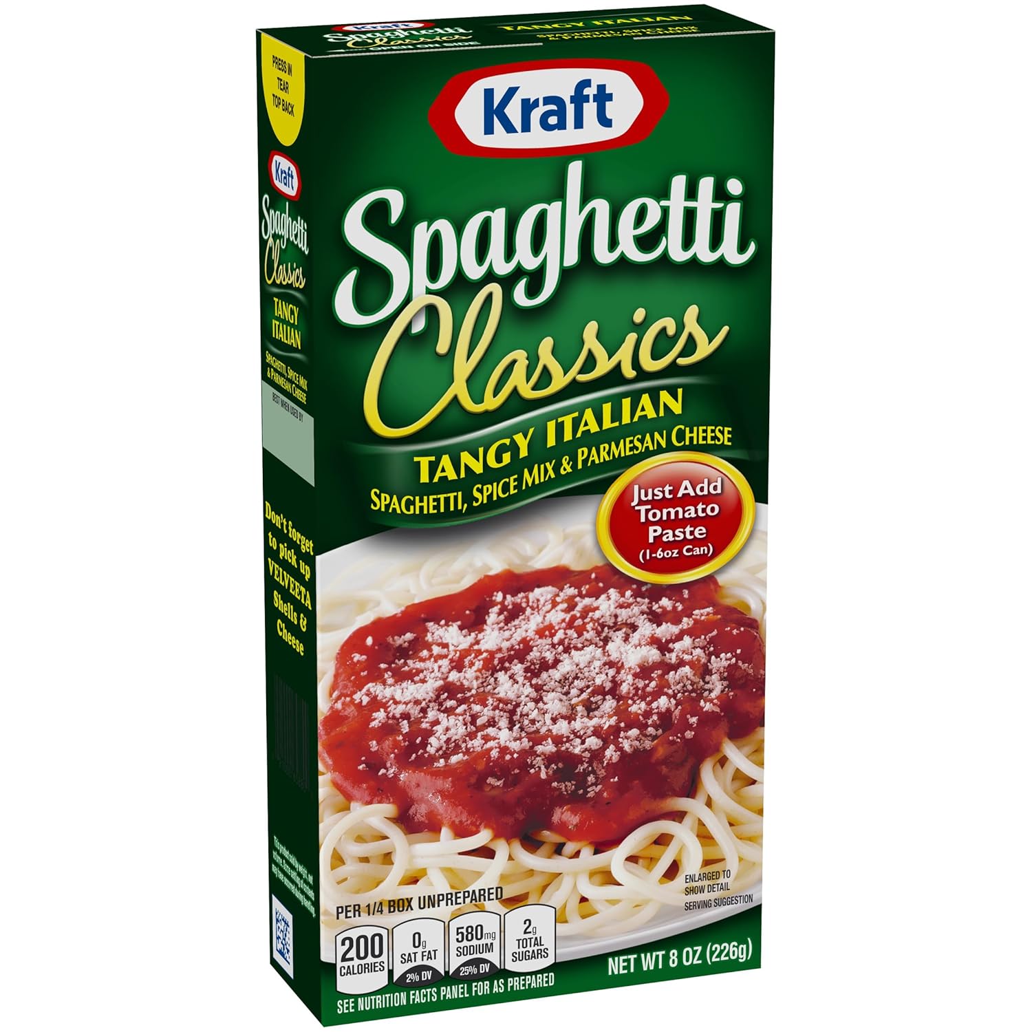 Kraft Spaghetti Classics Tangy Italian Spaghetti, Spices, & Parmesean Cheese Meal Mix, 8 oz Box - Image 3