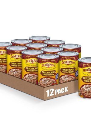 Old El Paso Traditional Canned Refried Beans, 1 Can, 16 oz (Pack of 12)